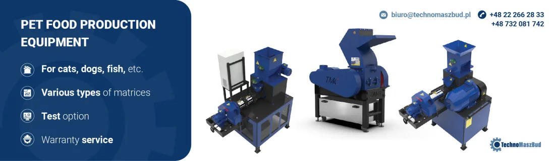 Equipment for the production of pet food
