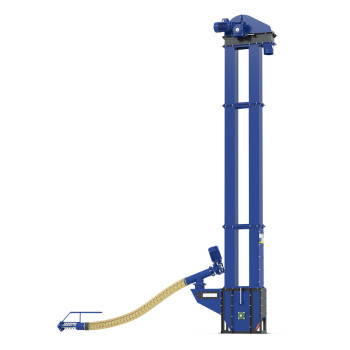 Przenośnik kubełkowy PK-450 z elastycznym przenośnikiem ślimakowym PE-127 6 m