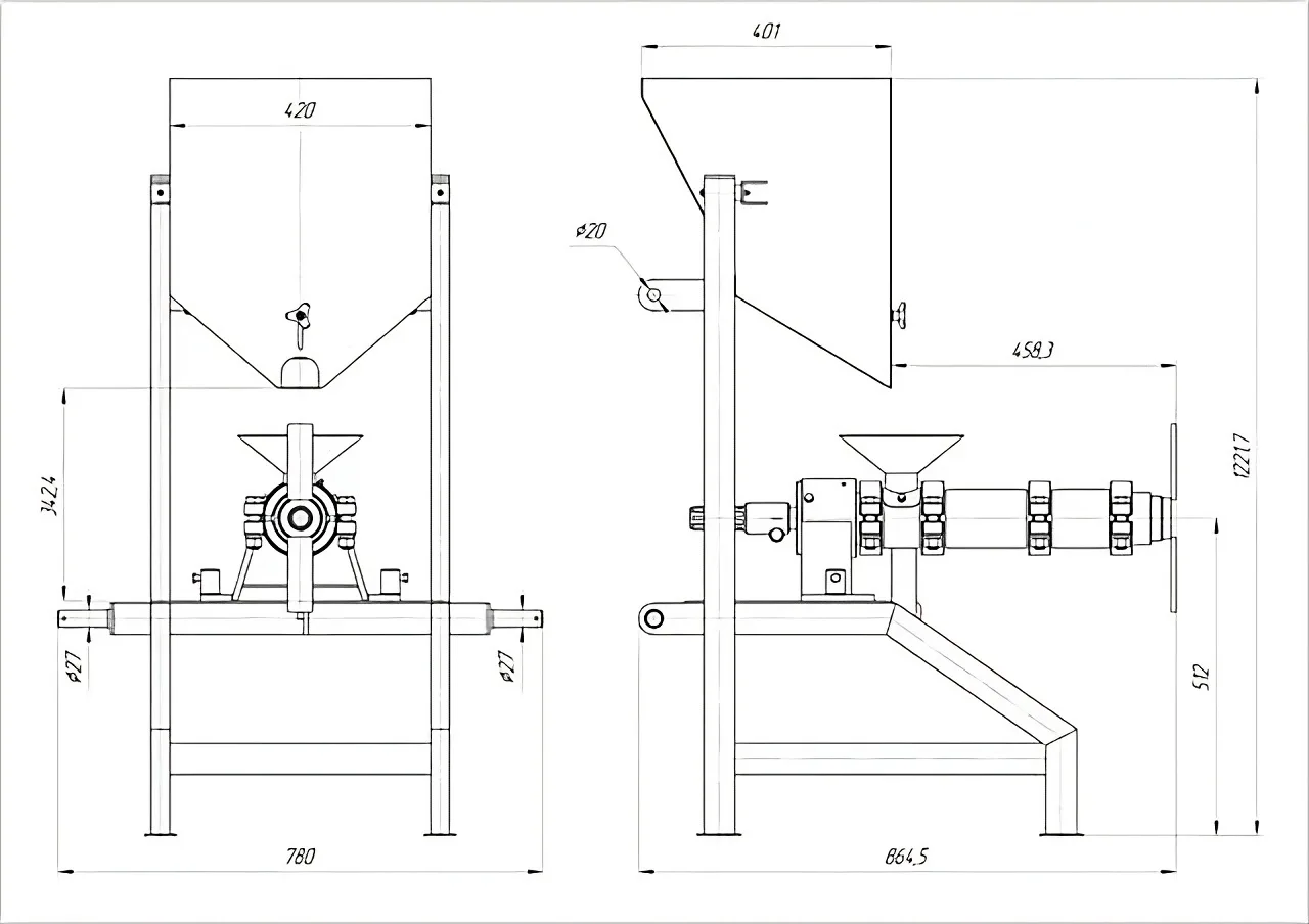 Futtermittel-Extruder EGK-100 mit Zapfwellenantrieb